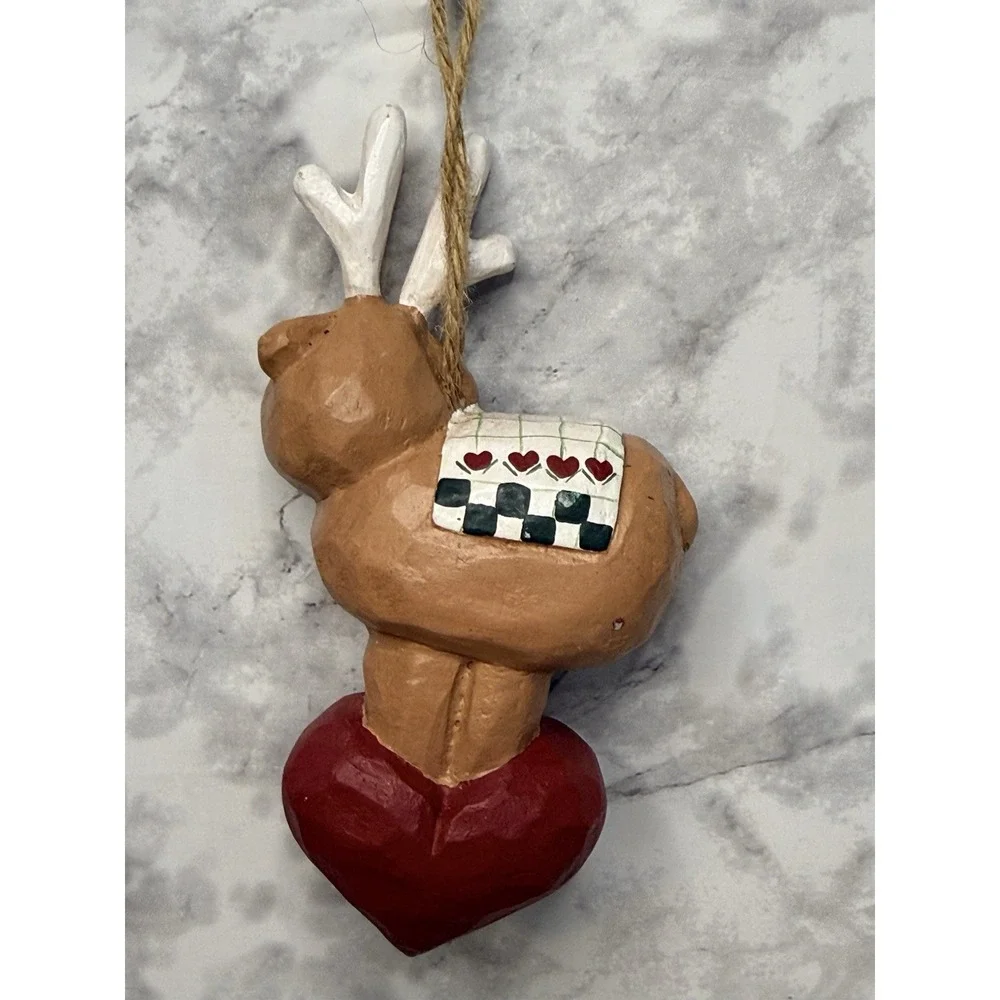 Vintage Midwest Eddie Walker Hanging Ornament Noel and Joy Reindeers Set‎ of Two